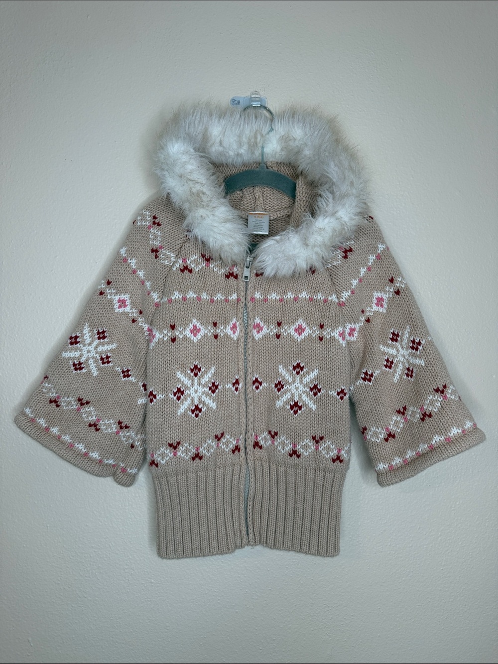 GYMBOREE Fur Lined Hooded Bell Sleeve Sweater - Girls 5/6